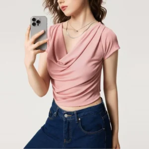 Pink draped top for women