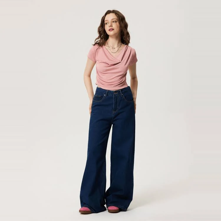 wtop2 Pink draped top for women - Image 2